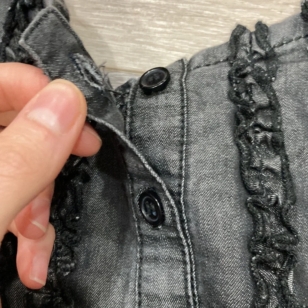 Cato Dark Denim Adjustable Spaghetti Strap Romper  Medium - Picture 13 of 16